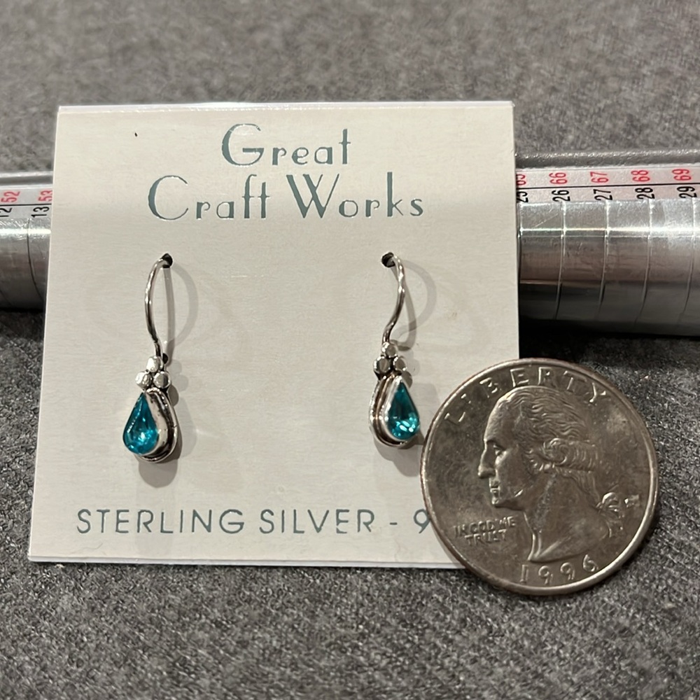 Sterling Blue Topaz Teardrop Earrings - Picture 2 of 6